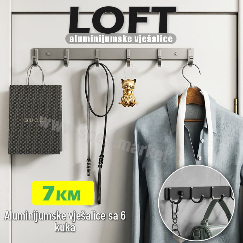 LOFT Alu samoljepljive vješalice naslovna LOFT aluminijumske vješalice sa 6 kukica - Image 1