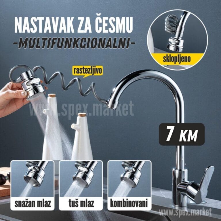 Naszavak za česmu sa crijevom. Multifunkcionalni nastavak za ćesmu.