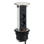 Izvlačna ugradna utičnica za sto - 15W Wireless punjač, 2x Schuko, USB + TypeC - Image 2